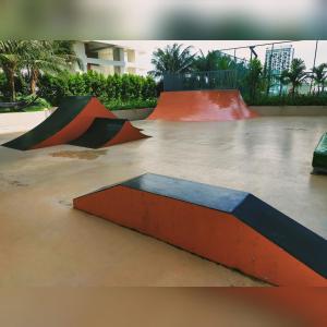 a skate park with several ramps and rampsktop at D'RZ Muslim Seaview Homestay Bali Residence in Melaka