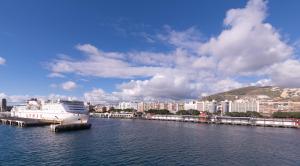 a cruise ship docked at a dock in the water at Piso Mirta Santa Cruz Tenerife in Santa Cruz de Tenerife