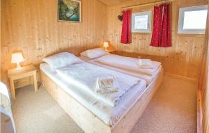 ホーエンタウアーンにあるAmazing Home In Hohentauern With 2 Bedroomsの木製の部屋にベッド2台が備わるベッドルーム1室