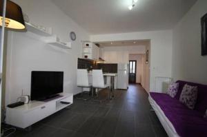 een woonkamer met een bank en een flatscreen-tv bij Apartment Poropat in Poreč