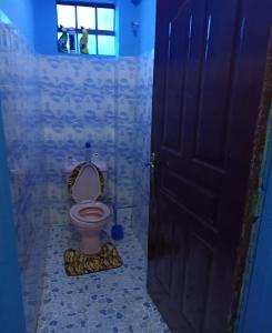 a bathroom with a toilet in a blue room at Megs Place -Maroon - Embu Town in Embu