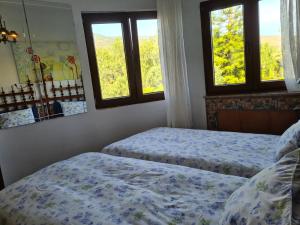 a bedroom with two beds and two windows at Finca Tropical in Arico Viejo