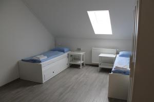 Mały pokój z 2 łóżkami i biurkiem w obiekcie U Proroka w mieście Bartošovice v Orlických Horách