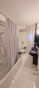 La salle de bains est pourvue d'une douche et d'un lavabo. dans l'établissement Appartamento Perini, à Trente