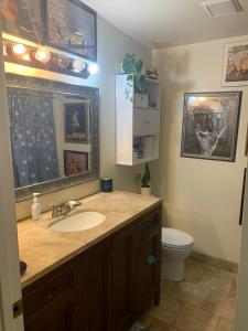 a bathroom with a sink and a toilet at Casa de Basswood in Tucson