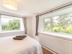 a bedroom with a bed and two windows at Cherry Tree Cottage in Burtree Ford