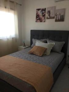 1 dormitorio con 1 cama grande y 2 almohadas en VC Alojamentos T2, en Seia