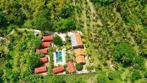 an overhead view of a house in the middle of a forest at Jungle Paradise in Nusa Penida