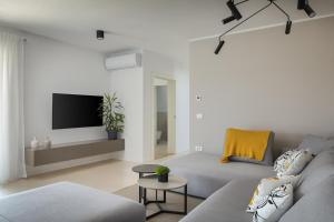 a living room with a couch and a tv at Villa Rozhica in Svetvinčenat