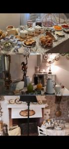 a collage of three pictures of a kitchen with food at Relais Il Pigno in Affi