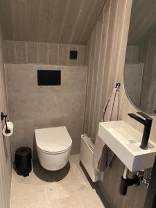 Ett badrum på Nybyggd 8-bäddars skidstuga i Lofsdalen