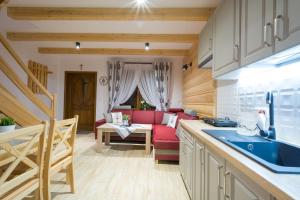 Kuchnia lub aneks kuchenny w obiekcie DW KINGA & DOMKI na Granicznej z jacuzzi