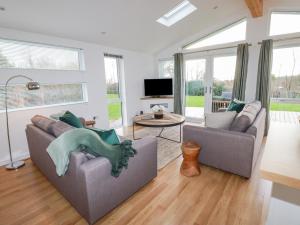 a living room with two couches and a tv at 14 Horizon View in Liskeard