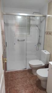 ein Badezimmer mit Dusche und Toilette in der Unterkunft Apartamento HAKUNA MATATA con gran terraza, planta baja in Playa de San Juan + 18 Fotos