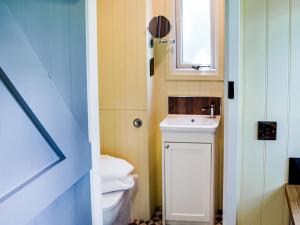 a bathroom with a toilet and a sink and a mirror at Chestnut - Ukc4848 in Cantley