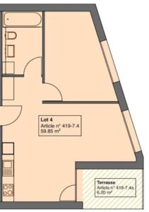 a floor plan of a bathroom with a toilet at Appartement 2p1/2 pour couple ou famille in Romont