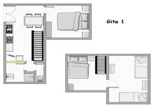 Plan piętra w obiekcie Gites Le Pressoir
