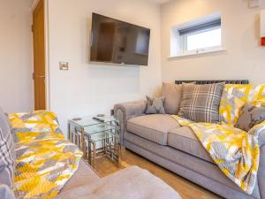 a living room with a couch and a tv at The Linden Suite - Uk40475 in Willerby