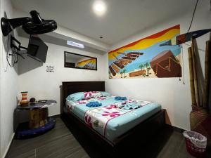 Voodi või voodid majutusasutuse Acuarios Hostal toas
