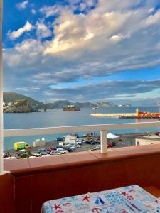 einen Balkon mit Blick auf den Hafen und das Wasser in der Unterkunft Ponza Holiday Homes - Porto in Ponza