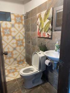 a bathroom with a toilet and a sink at La Nube Eco-Hotel in Villavicencio