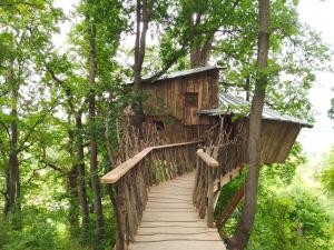 domek na drzewie w środku lasu w obiekcie Cabane perchée Les Cabanes de Fallot - sauna bain-froid piscine naturelle w mieście LʼIsle-Bouzon