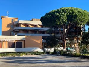 een gebouw met een boom ervoor bij Residence il Pino in Marina di Castagneto Carducci
