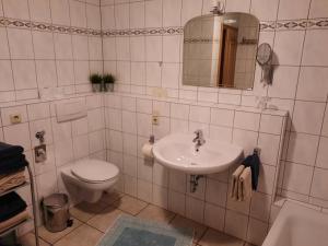 uma casa de banho com um lavatório e um WC em Apartments In Spay BigOne Zell-Merl Mosel em Zell an der Mosel