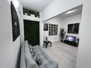 sala de estar con sofá y TV en Departamento, en Ciudad de México