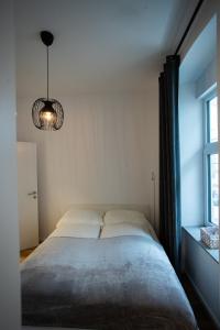 a bedroom with a large bed with a window at STILVOLLES APARTMENT in Vienna