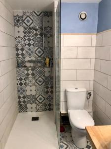 een badkamer met een toilet en een douche bij Design loft in Chamonix Center in Chamonix-Mont-Blanc