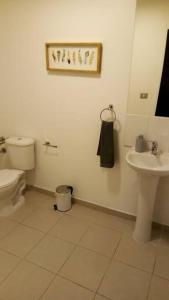 a bathroom with a toilet and a sink at Departamento central en Temuco in Temuco