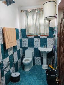 La salle de bains est pourvue de toilettes et d'un lavabo. dans l'établissement Kashmir Homestay, à Gulmarg