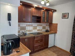 Kuchyňa alebo kuchynka v ubytovaní APARTHOTEL Apartamenty KORONA noclegi przy Termach Cieplickich 10proc rabatu do TERM Jelenia Góra Cieplice
