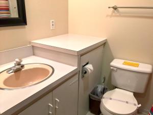 a bathroom with a sink and a toilet at #09 - Snowline Lodge in Glacier