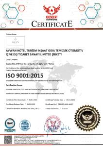 Certifikát, hodnocení, plakát nebo jiný dokument vystavený v ubytování Avwan Hotel Çiğli
