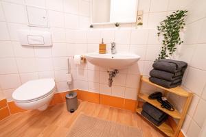 y baño con aseo y lavamanos. en FullHouse - Görlitz - B7 Bruno - 3 Bedrooms, en Görlitz