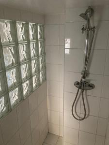 a shower with a shower head in a bathroom at Le Grand Paris - Entre Paris et Disneyland Paris in Champigny-sur-Marne