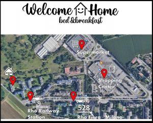 una mappa del bed & breakfast di benvenuto a casa di WELCOME HOME - CAMERA privata in Appartamento Condiviso a RHO a Rho