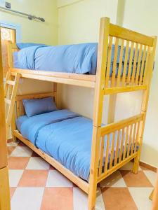 two bunk beds in a room with a ladder at Sea Surf House Imsouane in Imsouane