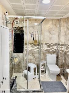 a bathroom with a shower and a toilet at Bigger house in Beylikduzu in Buyukcekmece