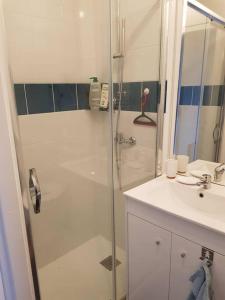 łazienka z prysznicem i umywalką w obiekcie Appartement lumineux et moderne w mieście Le Mans