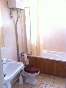 a bathroom with a toilet and a sink and a tub at Bail Mews in Lincoln