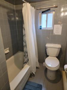 多倫多的住宿－Comfy Private Unit，浴室配有卫生间、浴缸和水槽。