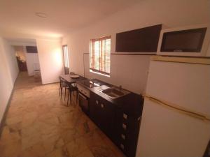 cocina con fregadero y nevera en una habitación en Ginjals 67 en Almargem do Bispo