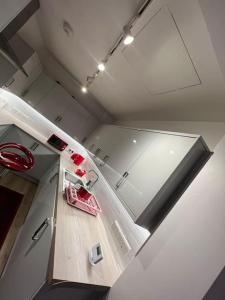 kuchnia z lodówką z blatem w obiekcie Modern 2bedrooms in woolwich w mieście Woolwich
