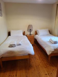 dos camas sentadas una al lado de la otra en una habitación en Townhouse 2 Barrow Lane en Carlow