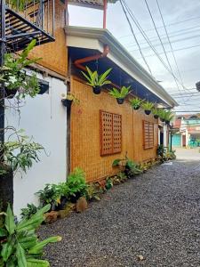 un edificio con plantas a su lado en Balai Vivencio Hostel en Puerto Princesa