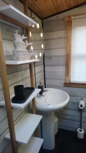baño con lavabo y lavabo blanco en 'Monktonmead Lodge' in secluded setting, with private indoor pool. en Ryde