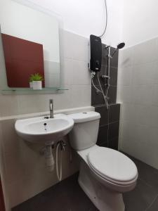 a bathroom with a toilet and a sink at De'Sara Damai Homestay, Kuantan in Kuantan